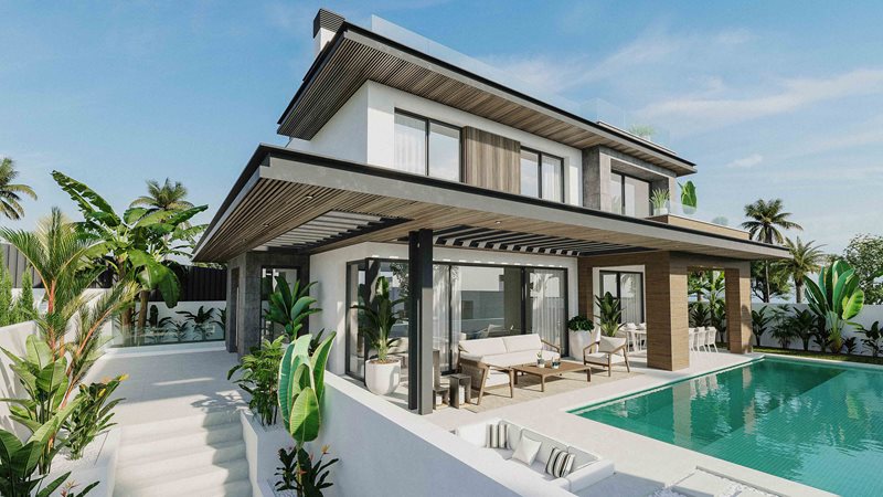 Zeitgenössische Villen mit Pool in Golfplatznähe