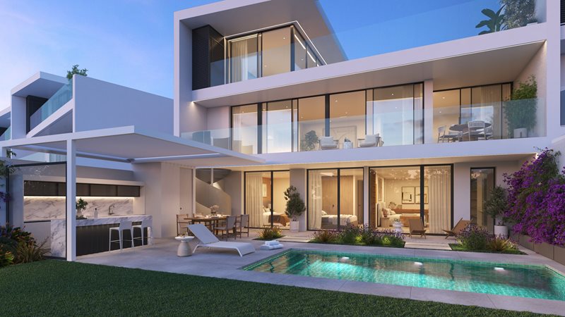 Moderne Doppelhaus Villen mit Privatpool und mediterranem Flair